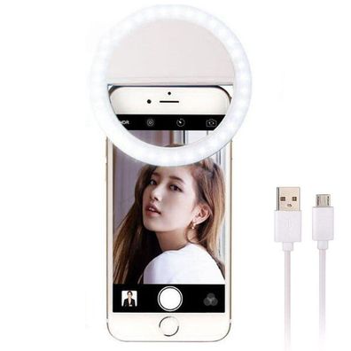 LED Selfie Licht mit 3 Helligkeitsstufen, USB Aufladbar, Passend für alle Handys