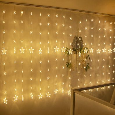LED Sternenvorhang Lichterketten – Für Fenster, mit Fernbedienung, weihnachtlich