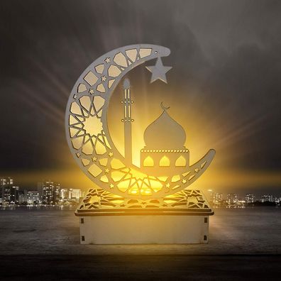 Eid Mubarak LED Holz Lampe: Ramadan Deko, DIY Nachtlicht für Partys