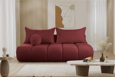 Schlafsofa Designersofa Sofa 3-Sitzer ANZIA in Stoff Ascot Bukla Rot