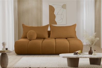 Schlafsofa Designersofa Sofa 3-Sitzer ANZIA in Stoff Ascot Bukla Bernstein