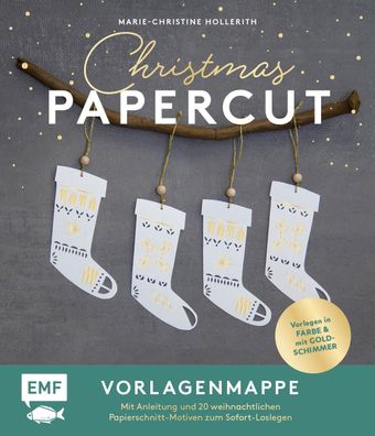Set: Christmas Papercut - Die Vorlagenmappe mit Anleitung und 20 weihnachtl ...