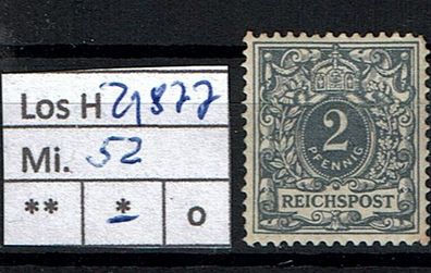 Los H21877: Deutsches Reich Mi. 52 *