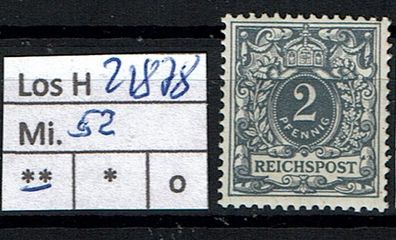 Los H21878: Deutsches Reich Mi. 52 * *