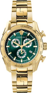 Versace VE2I00621 V-Ray Chronograph grün gold Edelstahl Armband Uhr Herren NEU