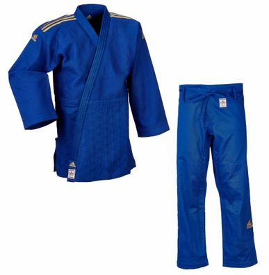 adidas Judoanzug Champion II IJF, blau/ goldene Streifen, JIJF