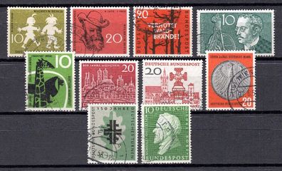 BRD / Bund nettes Los unterschiedliche Sondermarken 1958 gestempelt aus Tagespost