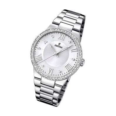 Festina Edelstahl Damen Uhr F16719/1 Quarz Armbanduhr silber Trend UF16719/1