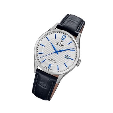 Festina Leder Herren Uhr F20007/2 Armband-Uhr schwarz Swiss Made UF20007/2