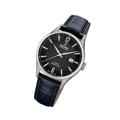 Festina Leder Herren Uhr F20007/4 Armband-Uhr schwarz Swiss Made UF20007/4
