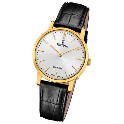 Festina Damenuhr Swiss Made Armbanduhr Leder schwarz UF20017/1