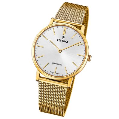 Festina Herrenuhr Swiss Made Armbanduhr Edelstahl gold UF20022/1