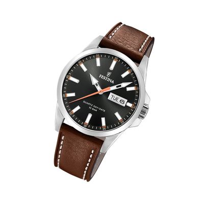 Festina Leder Herren Uhr F20358/2 Armbanduhr Elegant braun Klassik UF20358/2