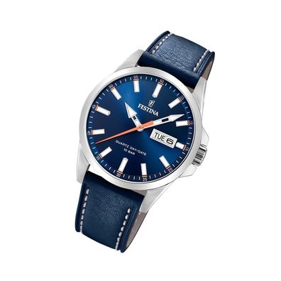 Festina Leder Herren Uhr Sport F20358/3 Armbanduhr blau Klassik UF20358/3