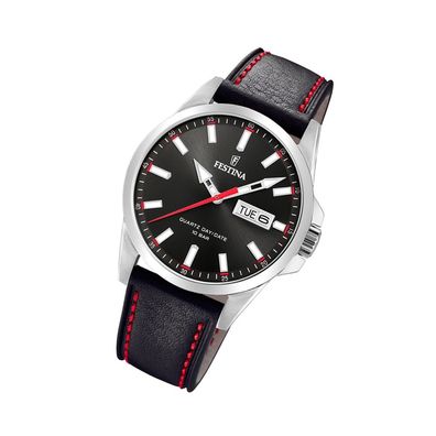 Festina Leder Herren Uhr F20358/4 Armbanduhr dunkelbraun Klassik UF20358/4