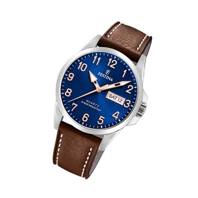 Festina Edelstahl Herren Uhr F20358/B Armband-Uhr braun Klassik UF20358/B