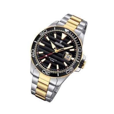 Festina Edelstahl Herren Uhr F20362/2 Armbanduhr silber gold Prestige UF20362/2