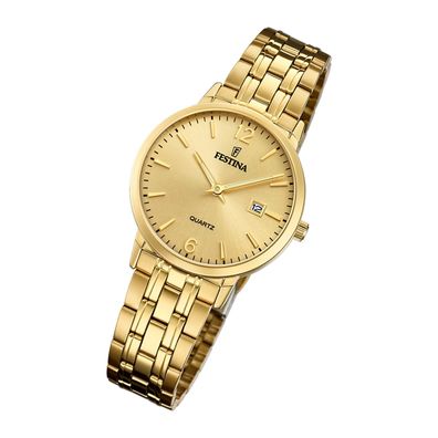 Festina Edelstahl Elegant Damen Uhr F20514/3 Armband-Uhr gold Klassik UF20514/3
