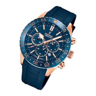 Festina Silikon Sport Herren Uhr F20516/1 Armband-Uhr blau Keramik UF20516/1