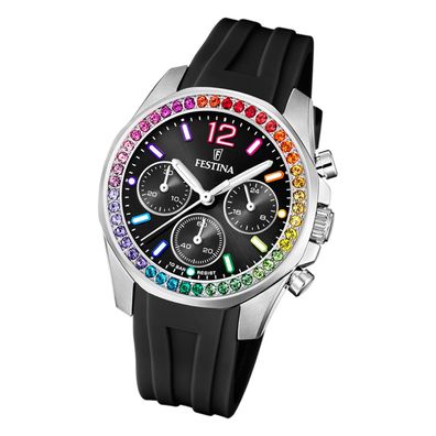 Festina Damenuhr Boyfriend F20610/3 Armbanduhr PU schwarz UF20610/3