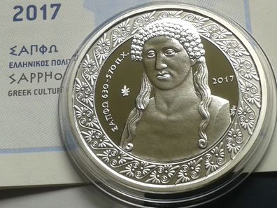Original 10 euro 2017 PP Griechenland Sappho 34,1g 925er Sterlingsilber