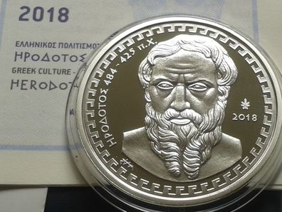 Original 10 euro 2018 PP Griechenland Herodot 34,1g Sterlingsilber - nur 1200 Stück