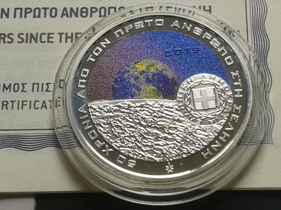 6 euro 2019 PP Griechenland Mondlandung Monderforschung 10g 925er Sterlingsilber