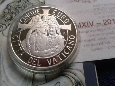 Original 5 euro 2014 PP Vatikan Weltfriedenstag Papst Franziskus Silber