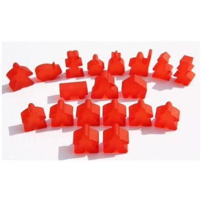 Carcassonne - Meeple - 19er-Set (komplettes Spielfiguren-Set) - FROZEN Rot