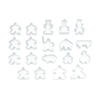 Carcassonne - Meeple - 19er-Set (komplettes Spielfiguren-Set) - Transparent Farblos