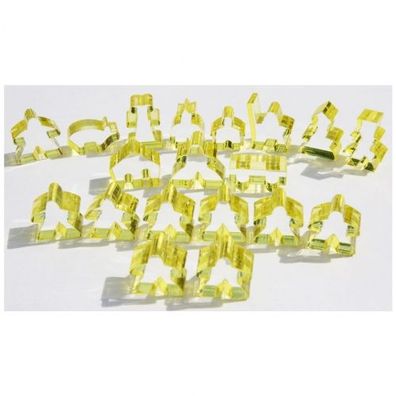 Carcassonne - Meeple - 19er-Set (komplettes Spielfiguren-Set) - Transparent Gelb