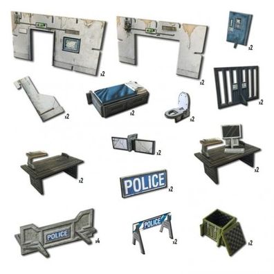 Tabletop Terrain - Police Precinct (32 Teile) - englisch