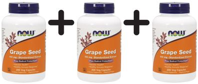 3 x Grape Seed, 100mg - Standardized Extract - 200 vcaps
