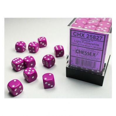 Würfel - 12 mm - Opaque Light Purple/ white (Würfelset 36 x W6)