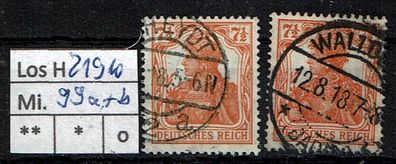Los H21910: Deutsches Reich Mi. 99 a + b, gest.