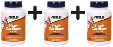 3 x Shark Cartilage, 750mg - 100 caps