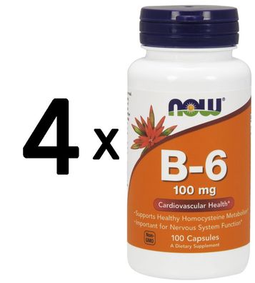 4 x Vitamin B-6, 100mg - 100 caps