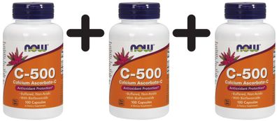 3 x Vitamin C-500 Calcium Ascorbate-C - 100 caps