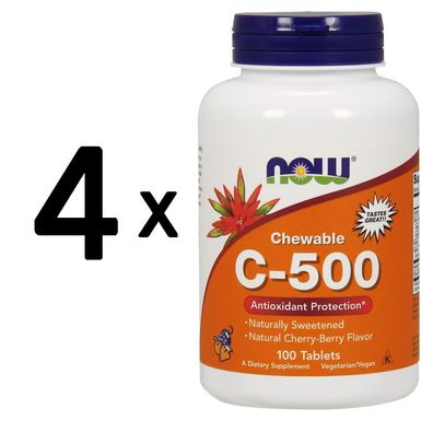 4 x Vitamin C-500 Chewable, Cherry-Berry - 100 tabs