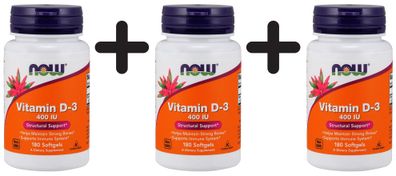 3 x Vitamin D-3, 400 IU - 180 softgels