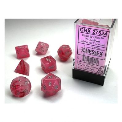 Würfel - Ghostly Glow Pink/ silver (7-Würfelset)