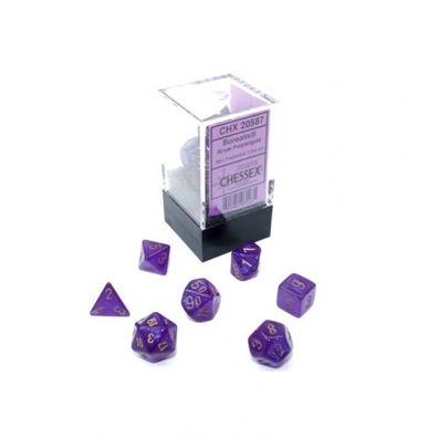 Würfel - MINI Borealis Royal Purple/ gold Luminary (7-Mini-Würfelset) - leuchtet im