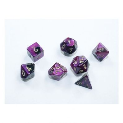 Würfel - MINI Gemini Black-Purple/ gold (7-Mini-Würfelset)