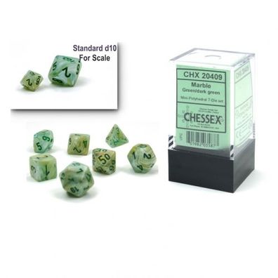 Würfel - MINI Marble Green/ dark green (7-Mini-Würfelset)
