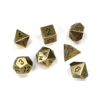 Würfel - Solid Metal Dice Brass Colour (7-Würfelset, Metall)