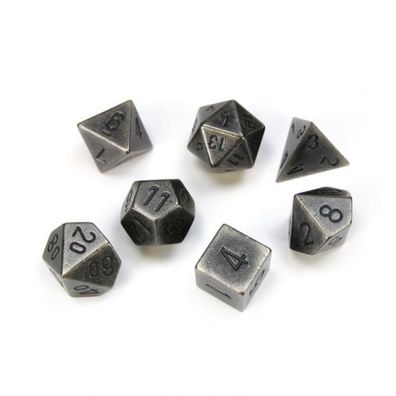 Würfel - Solid Metal Dice Dark Metal Colour (7-Würfelset, Metall)