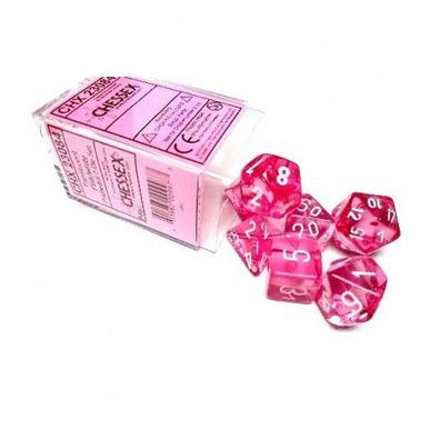 Würfel - Translucent Pink/ white (7-Würfelset)