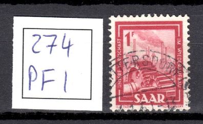 Saarland Mi. Nr. 274 Plattenfehler I gestempelt, used (01)