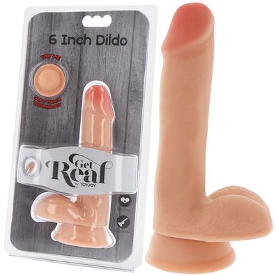 Realistischer Dildo, künstlicher Penis mit Hoden und Saugnapf.