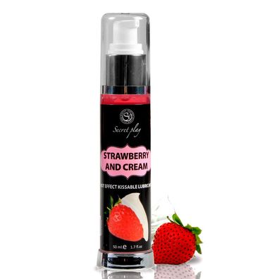 Intimgel, Gleitmittel mit Erdbeergeschmack Strawberry &amp; Cream Hot Effect 50 ml